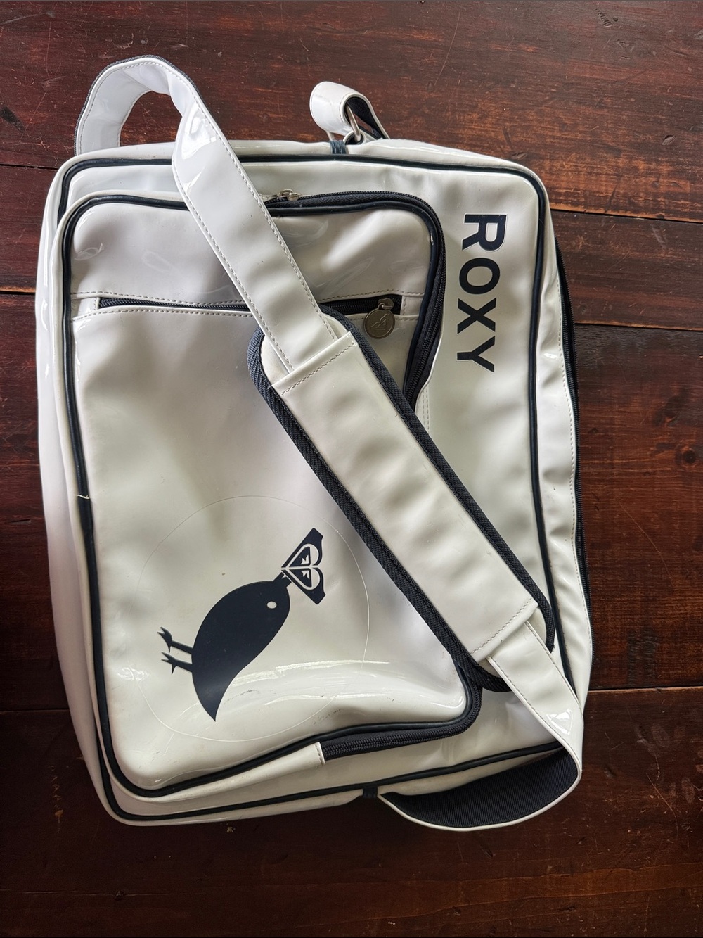 Roxy White and navy blue limited editionLogo Laptop Bag with Shoulder Strap